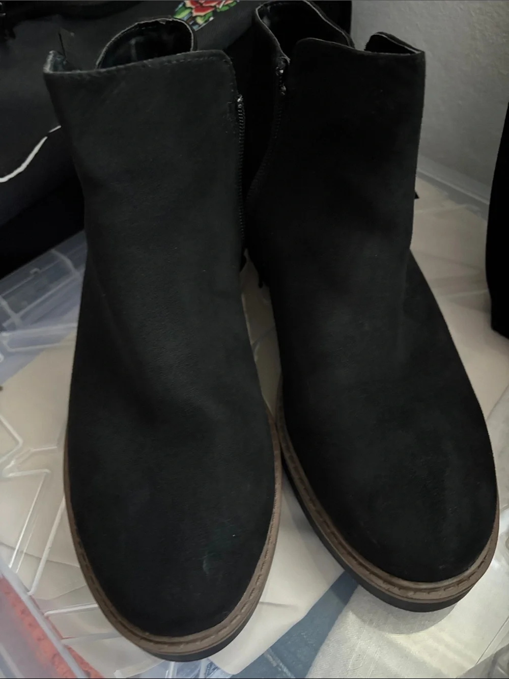 Esprit Black Suede-Look Ankle Booties